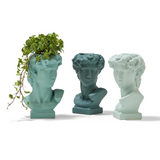 Apollo Grecian Bust Vase, Dark Green