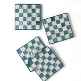 Blue Check Resin Coaster (Set of 4)