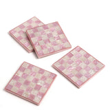 Pink Check Resin Coaster (Set of 4)