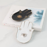 Evil Eye Hamsa Dish, White