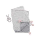 Luxury Baby Blanket & Rattle Gift Set in Pink