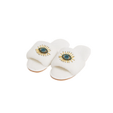White Beaded Evil Eye Slippers