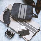 Dark Gray & Beige Travel Blanket & Eye Mask Set
